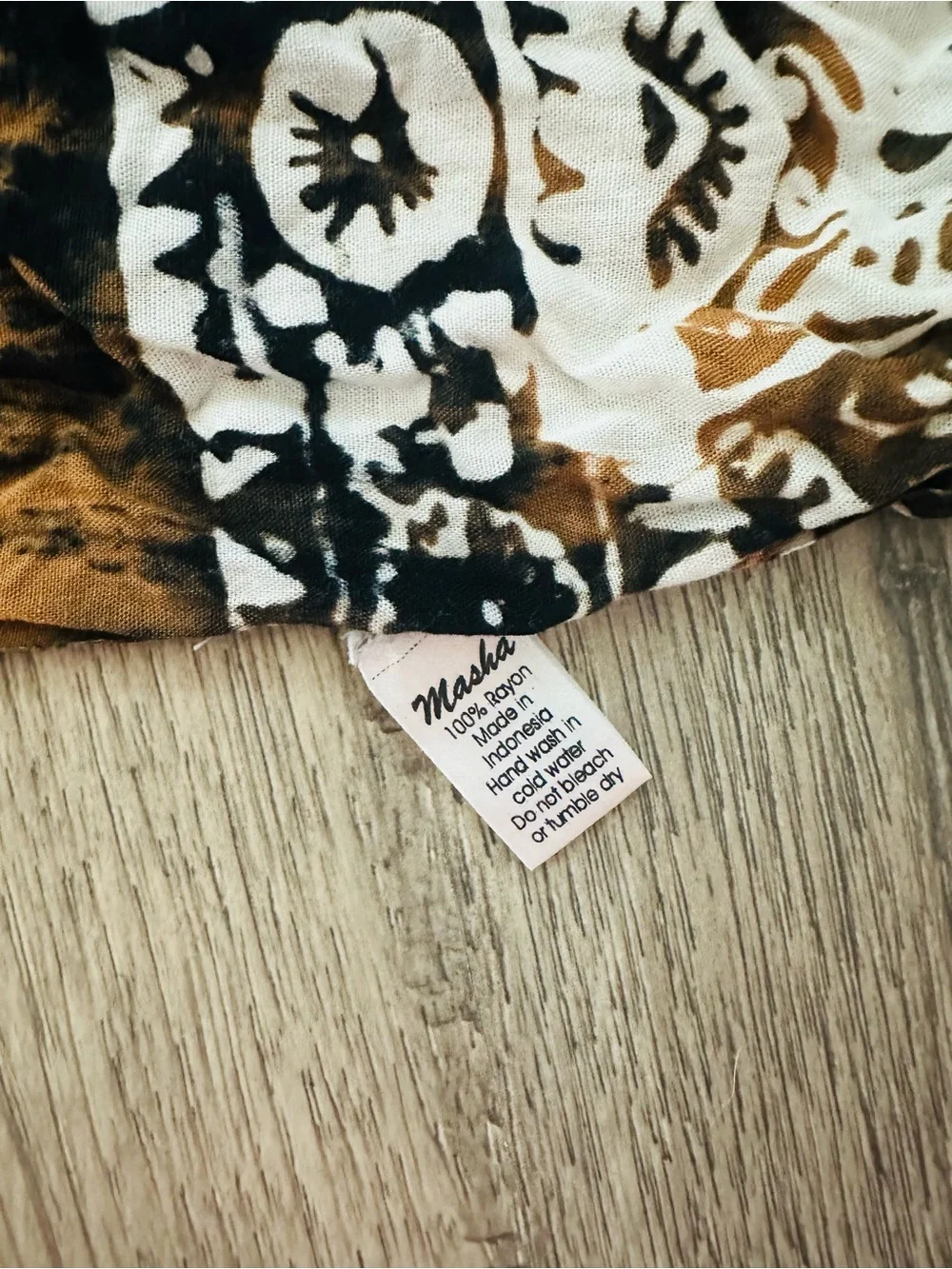 Black & Rust Tie-Dye Elephant Print Scarf